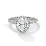 14K White Gold 2.0 CT Oval Lab Grown Diamond Halo Pave Engagement Ring