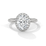 14K White Gold 2.0 CT Oval Lab Grown Diamond Halo Engagement Ring