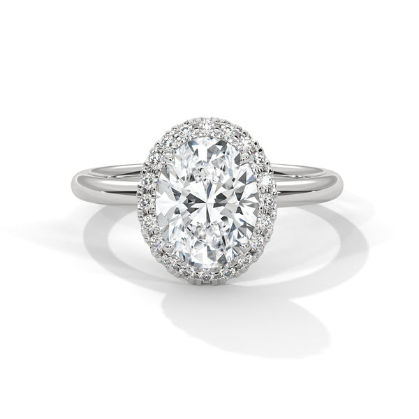 14K White Gold 2.0 CT Oval Lab Grown Diamond Halo Engagement Ring