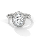 14K White Gold 2.0 CT Oval Lab Grown Diamond Halo Engagement Ring