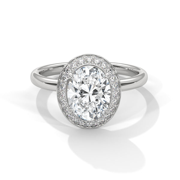 14K White Gold 2.0 CT Oval Lab Grown Diamond Halo Engagement Ring