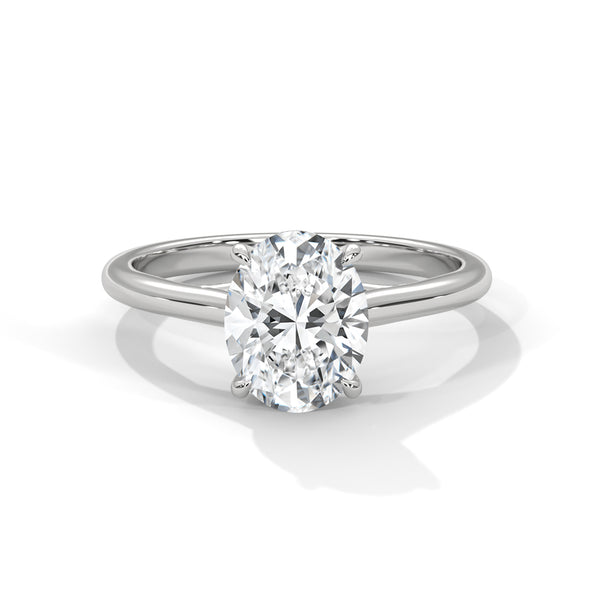14K White Gold 2.0 CT Oval Lab Grown Diamond Solitaire Engagement Ring