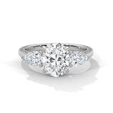14K White Gold 2.0 CT Oval Lab Grown Diamond Three-Stone Engagement Ring