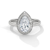 14K White Gold 1.71 CT Pear Lab Grown Diamond Halo Engagement Ring