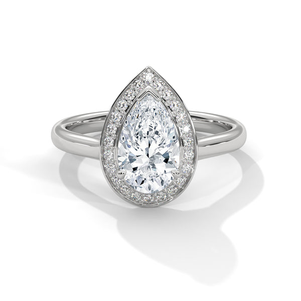 14K White Gold 1.71 CT Pear Lab Grown Diamond Halo Engagement Ring