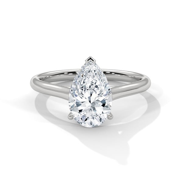 14K White Gold 3.0 CT Pear Lab Grown Diamond Solitaire Engagement Ring