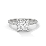 14K White Gold 2.0 CT Princess Lab Grown Diamond Pave Engagement Ring