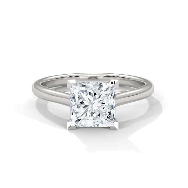 14K White Gold 2.0 CT Princess Lab Grown Diamond Solitaire Engagement Ring