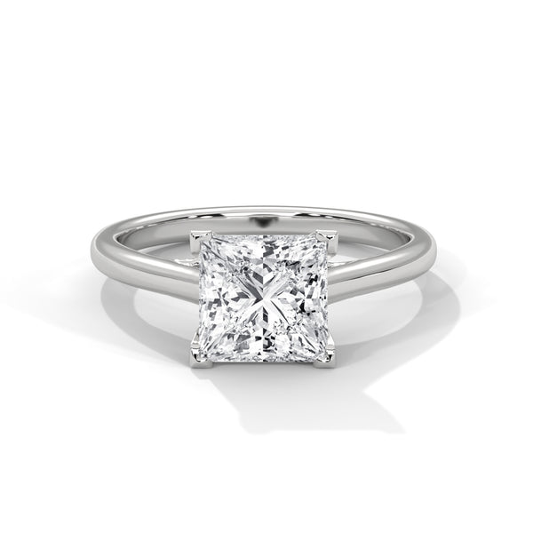 14K White Gold 2.0 CT Princess Lab Grown Diamond Solitaire Engagement Ring