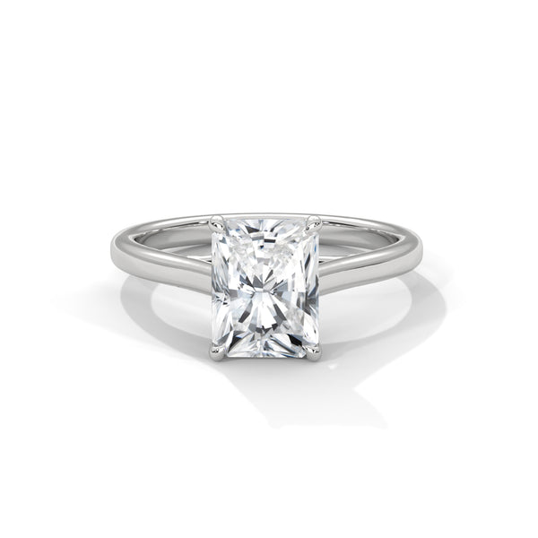 14K White Gold 2.0 CT Radiant Lab Grown Diamond Solitaire Engagement Ring