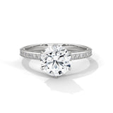 14K White Gold 2.0 CT Round Lab Grown Diamond 6-Prong Pave Engagement Ring