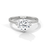 14K White Gold 2.0 CT Round Lab Grown Diamond Solitaire Pave Engagement Ring