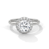 14K White Gold 1.30 CT Round Lab Grown Diamond Halo Engagement Ring