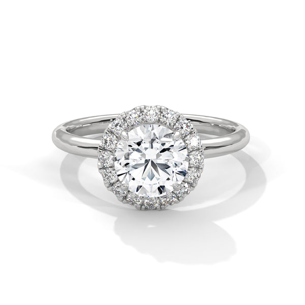 14K White Gold 1.30 CT Round Lab Grown Diamond Halo Engagement Ring