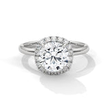14K White Gold 2.0 CT Round Lab Grown Diamond Halo Engagement Ring