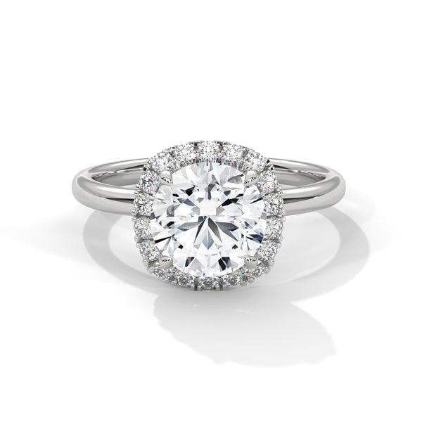 14K White Gold 2.0 CT Round Lab Grown Diamond Halo Engagement Ring