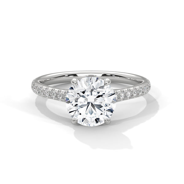 14K White Gold 2.0 CT Round Lab Grown Diamond 4-Prong Solitaire Engagement Ring