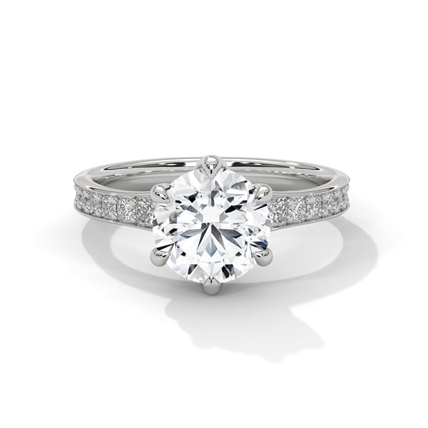 14K White Gold 2.00 CT Round Lab Grown Diamond 6-Prong Solitaire Engagement Ring