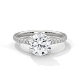 14K White Gold 2.0 CT Round Lab Grown Diamond Solitaire Pave Engagement Ring