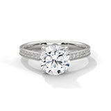 14K White Gold 2.0 CT Round Lab Grown Diamond Solitaire Pave Engagement Ring