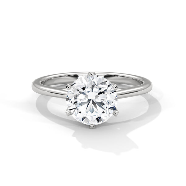 14K White Gold 2.0 CT Round Lab Grown Diamond Six-Prong Solitaire Engagement Ring