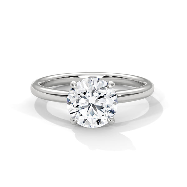 14K White Gold 2.0 CT Round Lab Grown Diamond Solitaire Engagement Ring