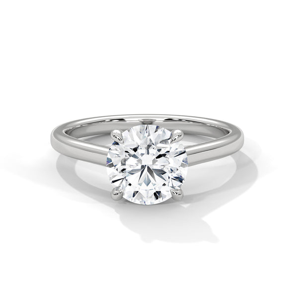 14K White Gold 2.0 CT Round Lab Grown Diamond Solitaire Engagement Ring