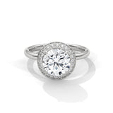 14K White Gold 2.0 CT Round Lab Grown Diamond Halo Engagement Ring