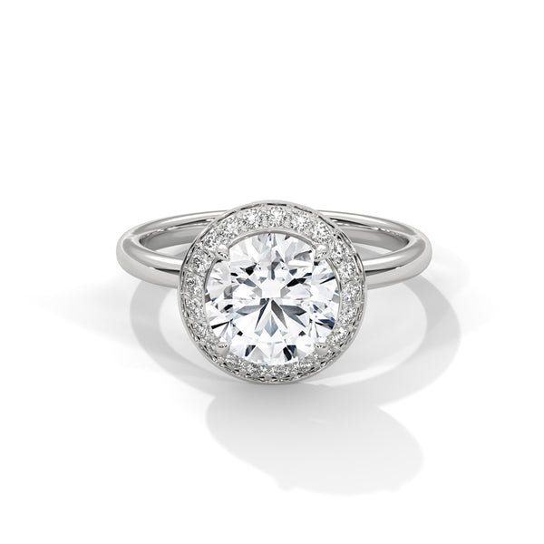 14K White Gold 2.0 CT Round Lab Grown Diamond Halo Engagement Ring