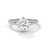14K White Gold 2.0 CT Round Lab Grown Diamond Split Band Solitaire Engagement Ring