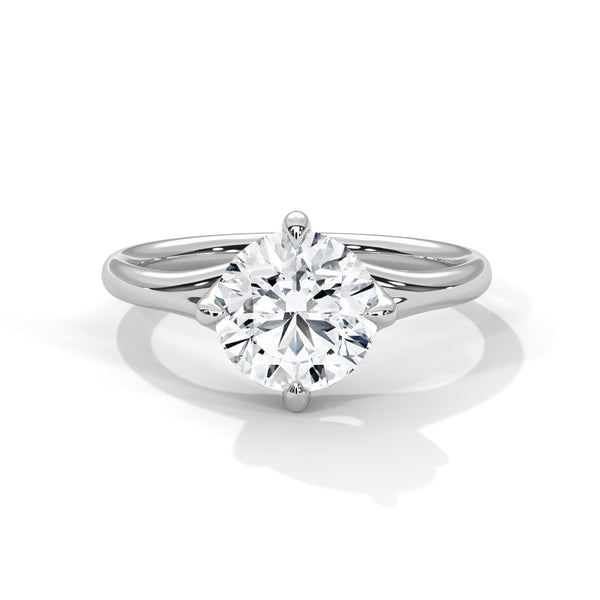 14K White Gold 2.0 CT Round Lab Grown Diamond Split Band Solitaire Engagement Ring