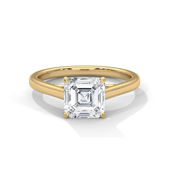 14K White Gold 2.0 CT Asscher Lab Grown Diamond Solitaire Engagement Ring yellow gold video