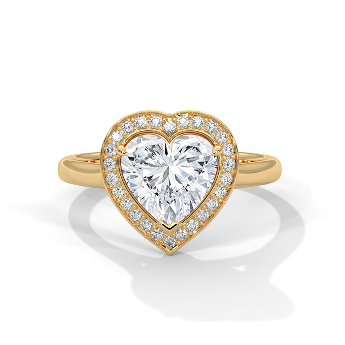 14K White Gold 2.0 CT Heart Lab Grown Diamond Halo Engagement Ring yellow gold video