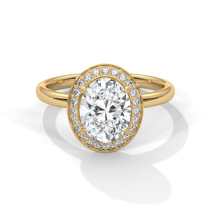 14K White Gold 2.0 CT Oval Lab Grown Diamond Halo Engagement Ring yellow gold video