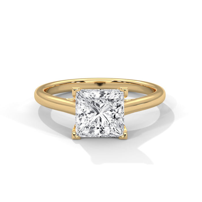 14K White Gold 2.0 CT Princess Lab Grown Diamond Solitaire Engagement Ring yellow gold video