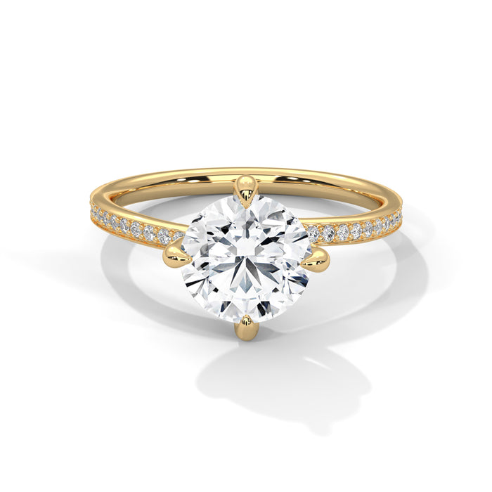 14K White Gold 2.0 CT Round Lab Grown Diamond Solitaire Pave Engagement Ring yellow gold video