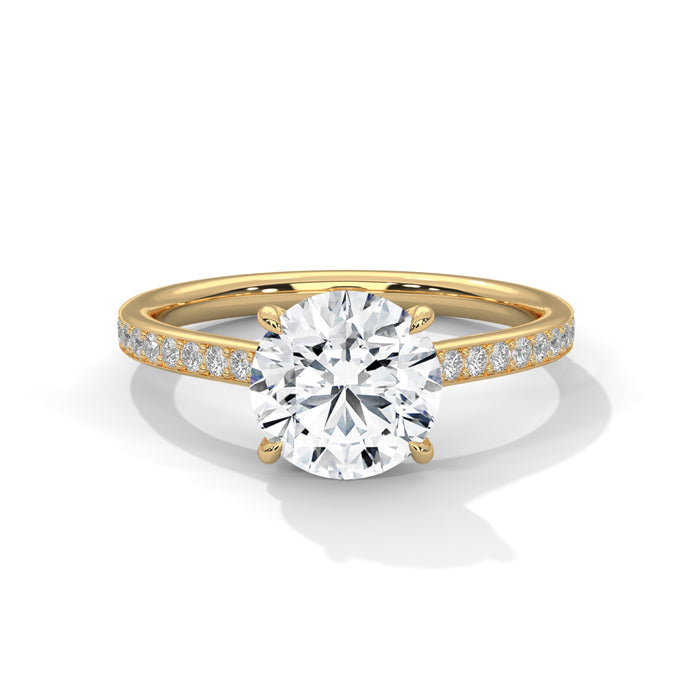 14K White Gold 2.0 CT Round Lab Grown Diamond Solitaire Pave Engagement Ring yellow gold video