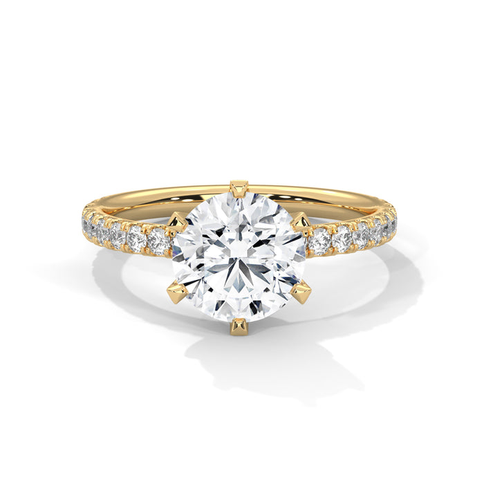 14K White Gold 2.0  CT Round Lab Grown Diamond 6-Prong Solitaire Pave Engagement Ring yellow gold video