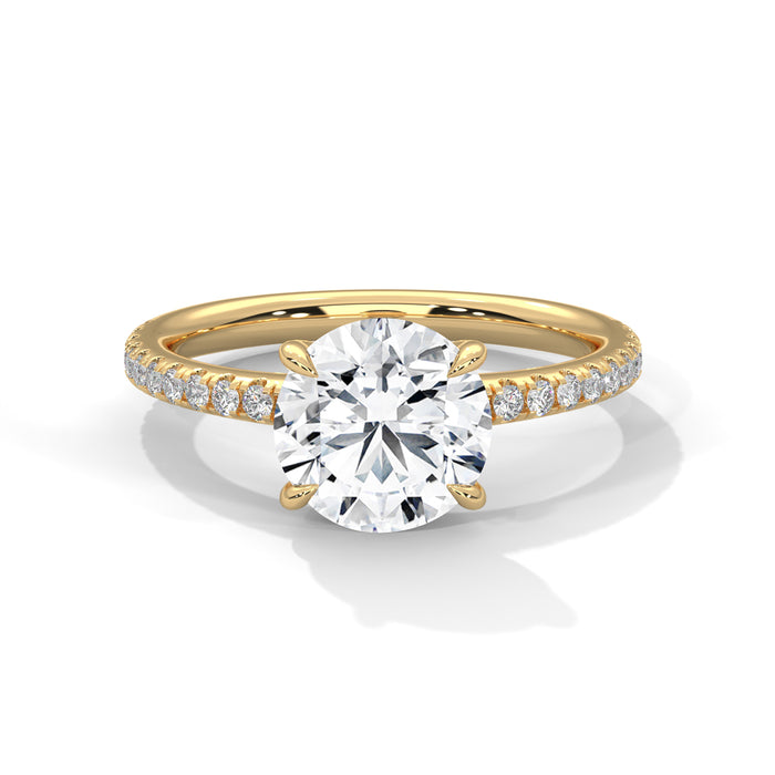 14K White Gold 2.0 CT Round Lab Grown Diamond Solitaire Pave Engagement Ring yellow gold video