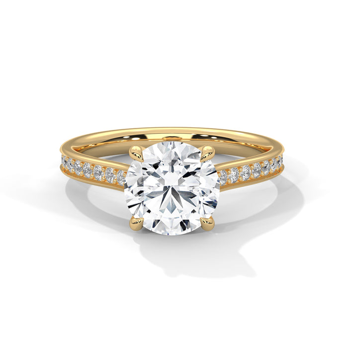14K White Gold 2.0 CT Round Lab Grown Diamond Solitaire Pave Engagement Ring yellow gold video