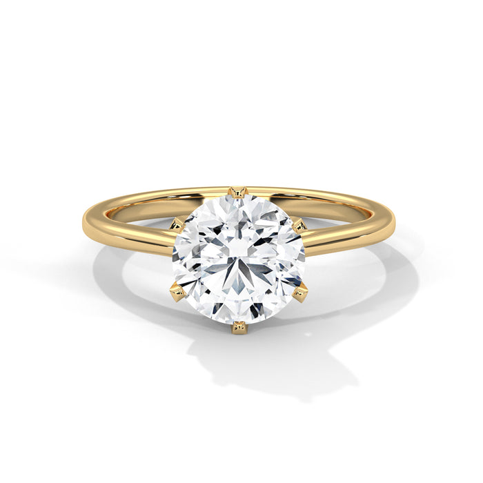 14K White Gold 2.0 CT Round Lab Grown Diamond Six-Prong Solitaire Engagement Ring yellow gold video
