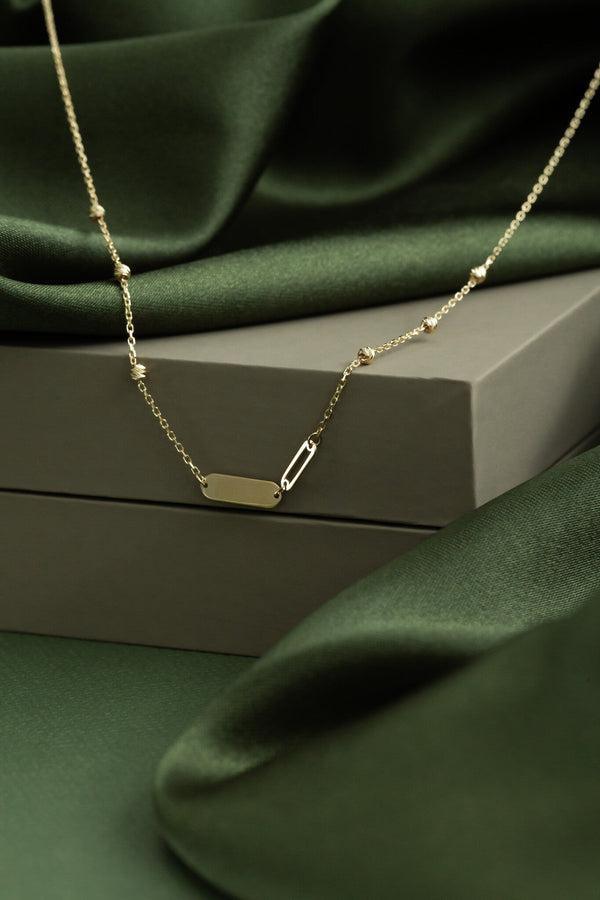 Long Oval Disc and Open Pendant on Ball Chain