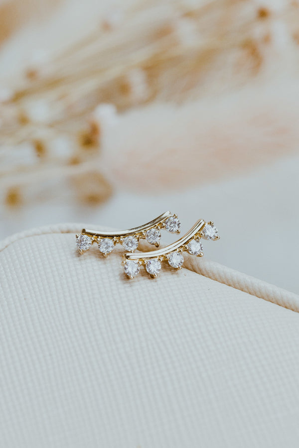 Curved Bar Diamond Earrings