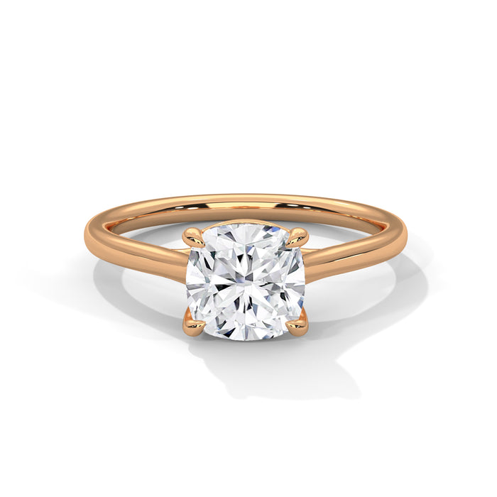 2 Carat Cushion Lab Grown Diamond Solitaire Ring in 10K White Gold rose gold video