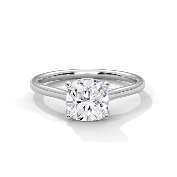 2 Carat Cushion Lab Grown Diamond Solitaire Ring in 10K White Gold