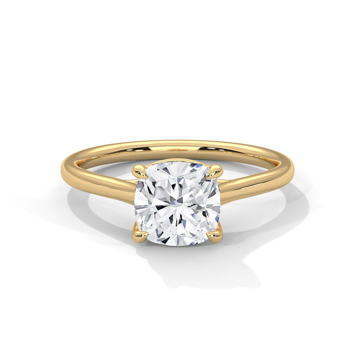 2 Carat Cushion Lab Grown Diamond Solitaire Ring in 10K White Gold yellow gold video