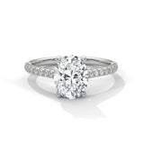 Sparkling 2.0 Carat Oval Lab Grown Diamond Engagement Ring with Pavé Band