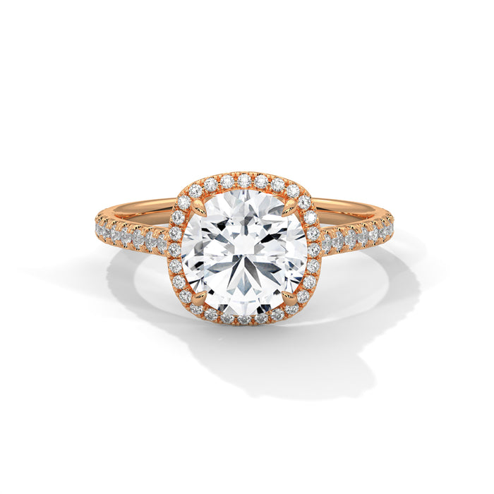 Sustainable 2ct Lab Grown Diamond Halo Ring in 10K, 14K or 18K Yellow/White/Rose Gold rose gold video