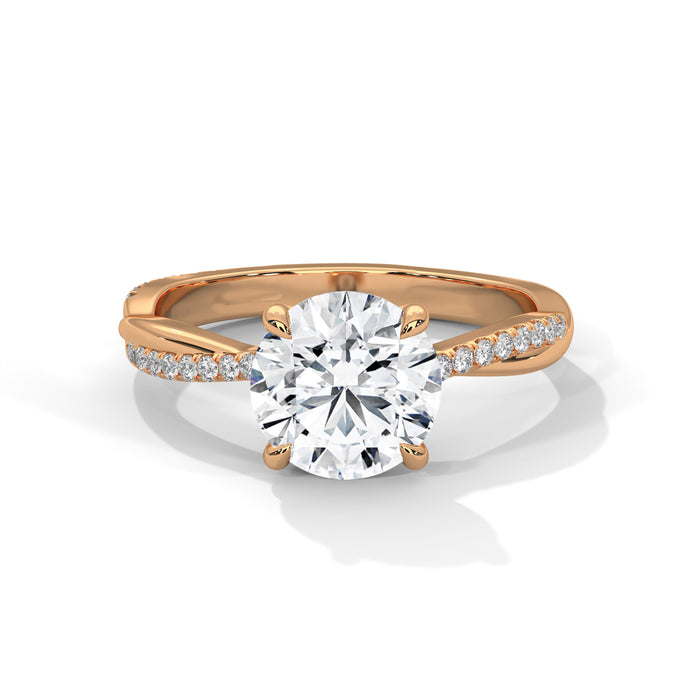 2 Carat Lab-Grown Round Diamond Twisted Band Engagement Ring in 10K/14K/18K Gold rose gold video