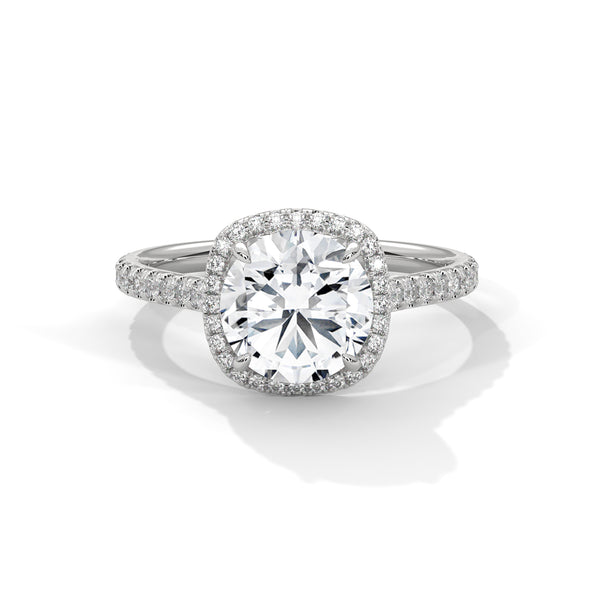 Sustainable 2ct Lab Grown Diamond Halo Ring in 10K, 14K or 18K Yellow/White/Rose Gold